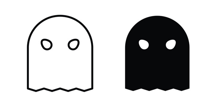 Ghost icon vector illustration in line style. flat silhouette designs