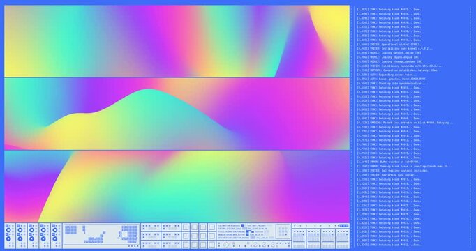 Abstract vibrant gradient tunnel loop with geometric shapes and soft blur