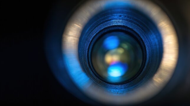Extreme Closeup of Metallic Endoscope Tip with Instrument Channels and Intricate Lenses Visible, Cool Clinical Light, Minimally Invasive Surgical Device Detail