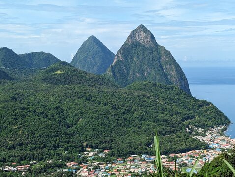 Gros Piton, Petit Piton. Twin mountains in Saint Lucia.