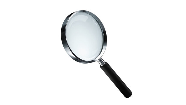 Silver Magnifying Glass with Black Handle and Circular Lens