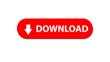 Fototapeta premium Red download button with downward arrow icon isolated on white background for web and application interface design
