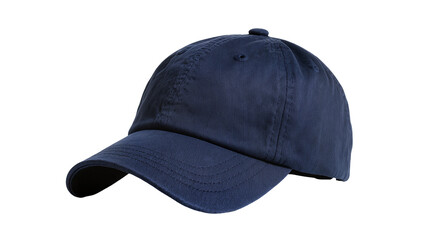 Dark blue distressed baseball cap with metal eyelets and curved brim © Ines
