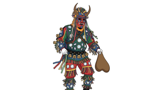 Dancer in traditional chinelo mask and costume for carnival vector isolated on white background