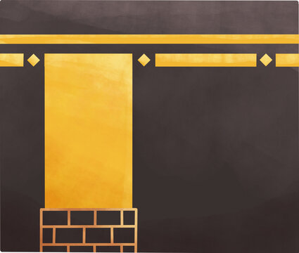 Islamic Kaaba Soft Gradient Illustration on White Background