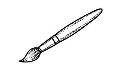 Obraz premium Hand drawn paintbrush sketch doodle vector illustration artist tool symbol of creativity isolated on white
