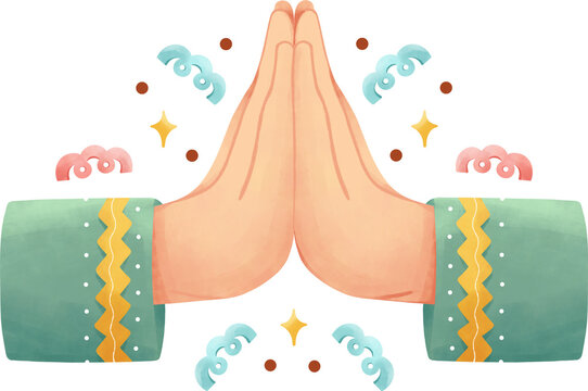 Ramadan Apology Hand Gesture Soft Gradient Illustration on White Background