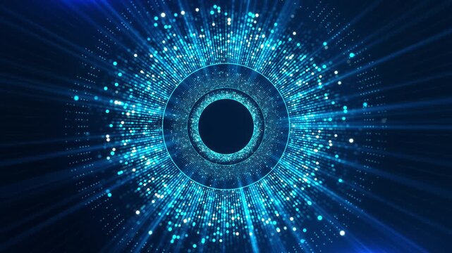 Abstract Digital Circle Data Ring Blue Technology Background digital systems, signal processing, futuristic interfaces, advanced innovation themes, virtual environments, modern data visualization