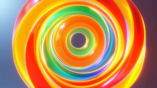 Lustrous Candycolored Vortex Featuring Radiating Neon Circles And Reflective Surfaces For Lively Branding