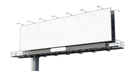 Obraz premium Blank panoramic billboard with empty white display for outdoor advertising, marketing mockup, street signage, promotion