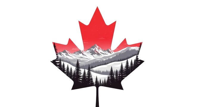 Canadian landscape within a maple leaf a stunning representation of national pride and natural beauty