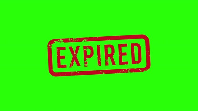 Expired red stamp animation with green screen.
