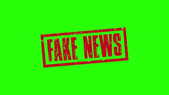 Fake news red square grunge stamp animation.