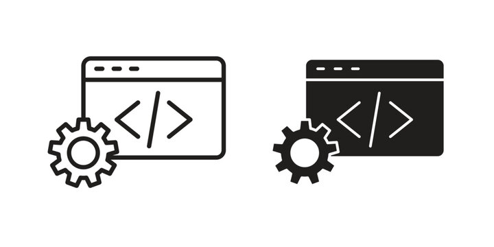 Web development icon vector illustration in line style. flat silhouette designs