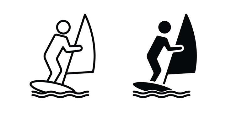 Windsurf icon vector illustration in line style. flat silhouette designs