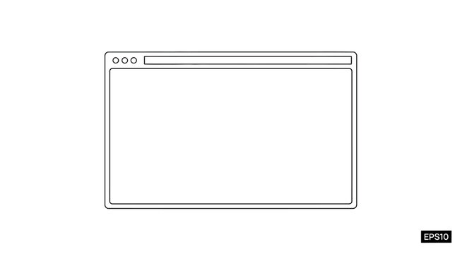 Blank browser window outline, digital interface, web design concept