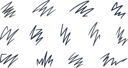 Obraz premium Abstract black scribble collection hand drawn lines and strokes for design elements
