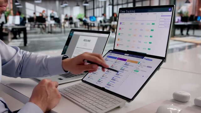 Human Resources Manager Reviewing HR Staffing Software