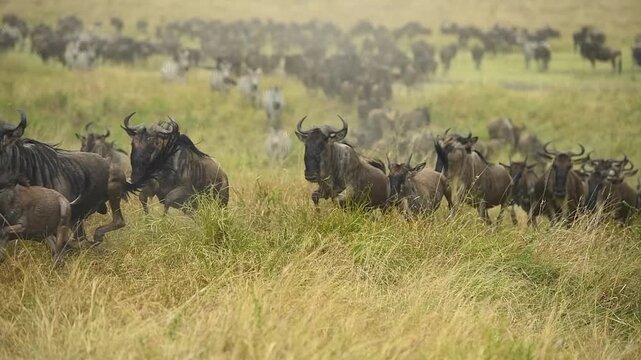 herd of wildebeest in Serengeti national park Serengeti