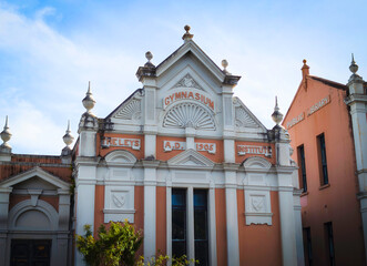 Fototapeta premium Ponsonby Public Library and Gymnasium, built in 1905 — landmark architecture in the historic district of Auckland, New Zealand.
