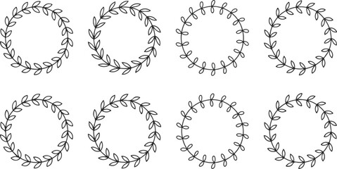 Obraz premium Minimalist circular arrow wreath pattern with repeating geometric design in black and white vector illustration