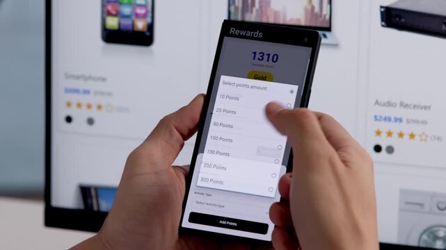 Man Using Loyalty Reward Program App