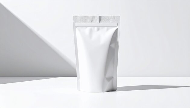 White Cosmetic Pouch on White Background.