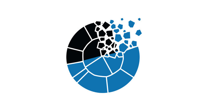 Abstract illustration of a digital transformation process or data disintegration concept