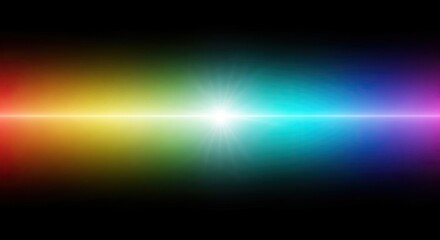 Obraz premium Vibrant Pixelated Rainbow Light Beam on Dark Background.