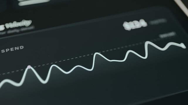 Daily spending limit and average daily expenditure represented on a financial chart, budget tracking app