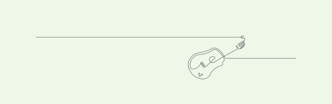Guitar a single continuous line drawing shows hands shaking after a music deal