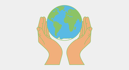 Fototapeta premium Hands holding the Earth planet in protective gesture.