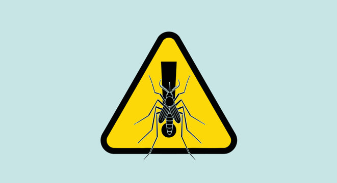 Mosquito warning sign for disease prevention and pest control.