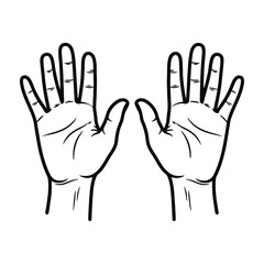 Obraz premium Hands palm up showing five fingers each