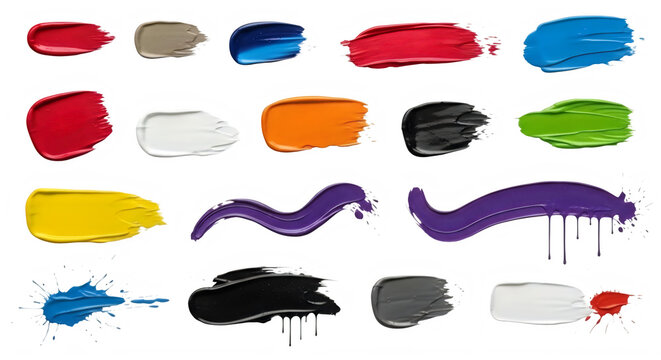 Colorful paint swatches, vibrant brush strokes, paint samples, colorful textures