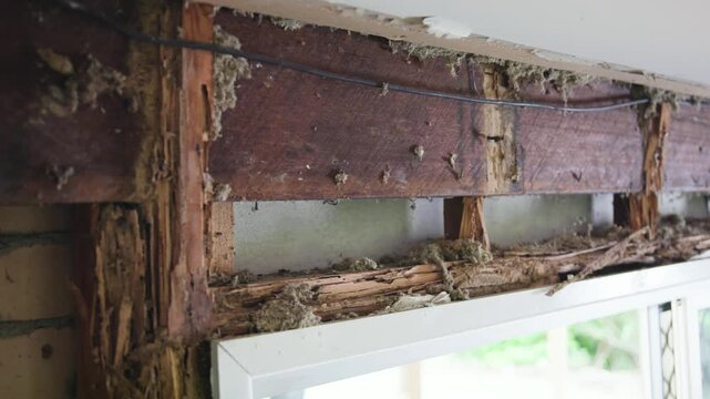 The difference between hardwood and pine after a termite infestation.