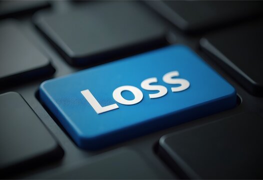 Close-up of a blue keyboard key with the word Loss, representing financial deficit, business failure, and risk management concepts.