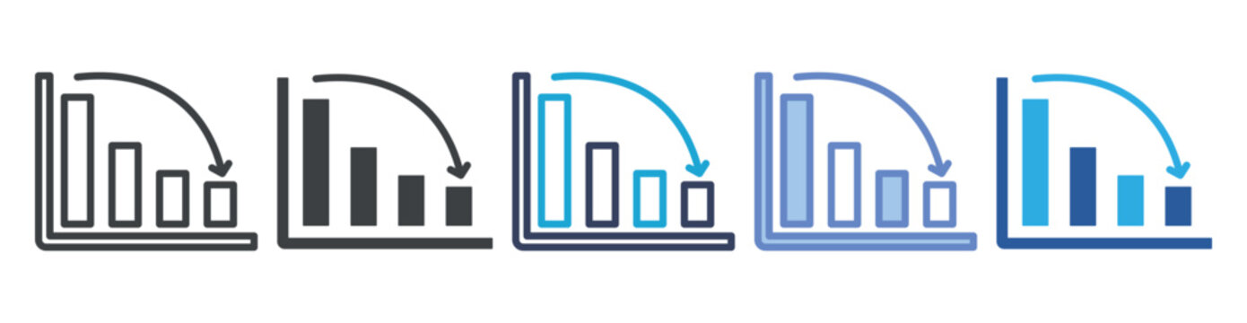 Decline icon set multiple style collection