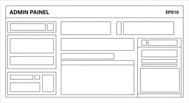 Admin Panel Interface Template, UI Design Elements, Website Dashboard Layout