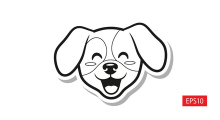 Fototapeta premium Happy Dog Face Cartoon Vector Illustration - Cute Puppy Kawaii Style