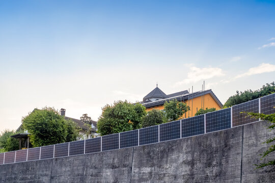 Solar panel fence in Schmerikon Switzerland promoting sustainability