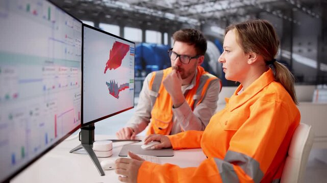 Power Plant Engineer Monitors Gas Turbine Performance