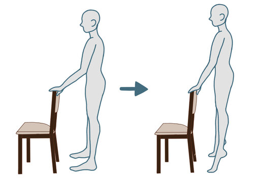 person training calves using a chair