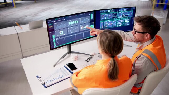 Engineer Monitors SCADA System