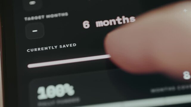 Person using a slider to set the financial value for Currently Saved category