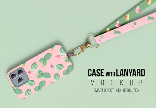 Phone Case Lanyard Mockup PSD