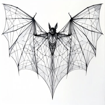 Abstract geometric bat wings formed by lines on white background in modern style