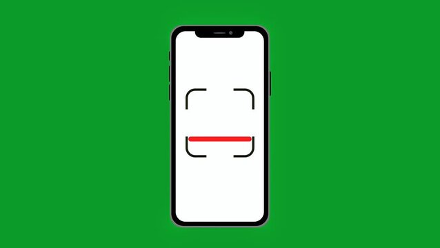Facial recognition technology illustration on a smartphone screen displaying a scanning interface