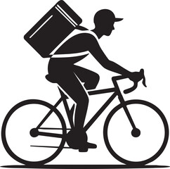 Obraz premium A stylized illustration depicts a delivery person on a bicycle carrying a large insulated bag high quality