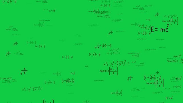 math and physics theory formulas isolated green screen animation,chroma key mathematics algebra and science education stream social media motion design element